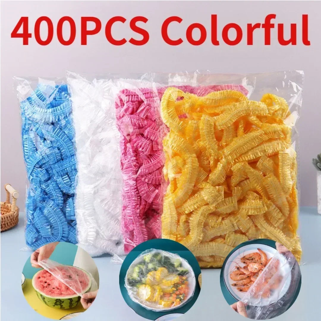 100/300/400pcs Colorful Saran Wrap Fresh-keeping Cover Fruit Vegetable Storage Bag Food Cover Kitchen Storage Organization
