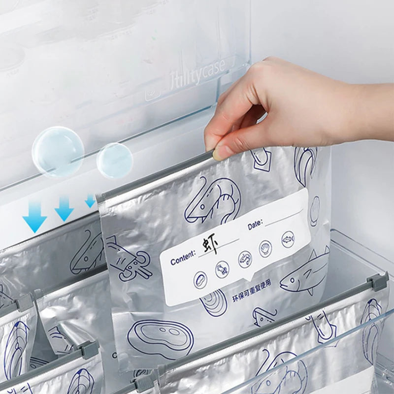 10Pcs/Bag Silver Foil Food Fresh-keeping Bags Reusable Avoid Light Freeze Food Zip Lock Bag Fruit Steak Storage Freshness Bags