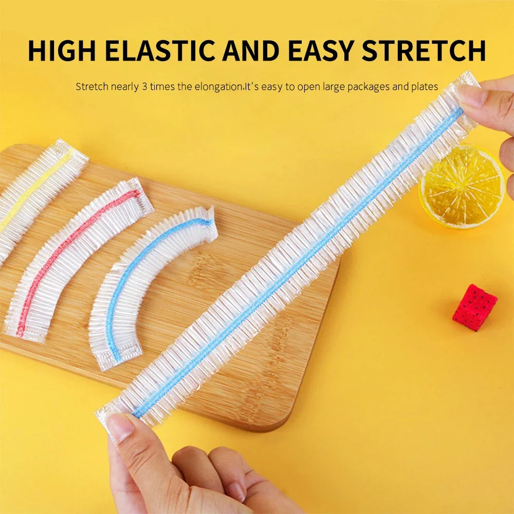 Colorful Disposable Food Cover Dust Food Grade Fresh Lids Elastic Plastic Wrap Shower Cap Fruit Food Cover Fresh Keeping Bag